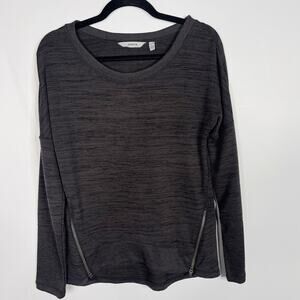 Athleta Small S Gray Heather Blissful Sharkbite Shale Sweater Pullover Side Zip